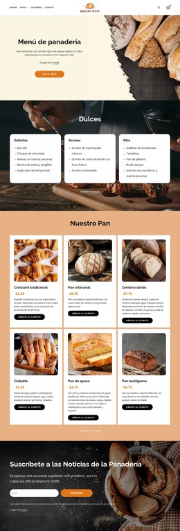 Panadería, pan y dulces Plantillas de sitios web