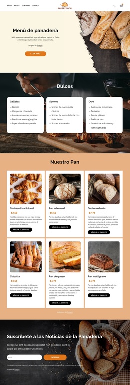 Panadería, pan y dulces Temas de WordPress