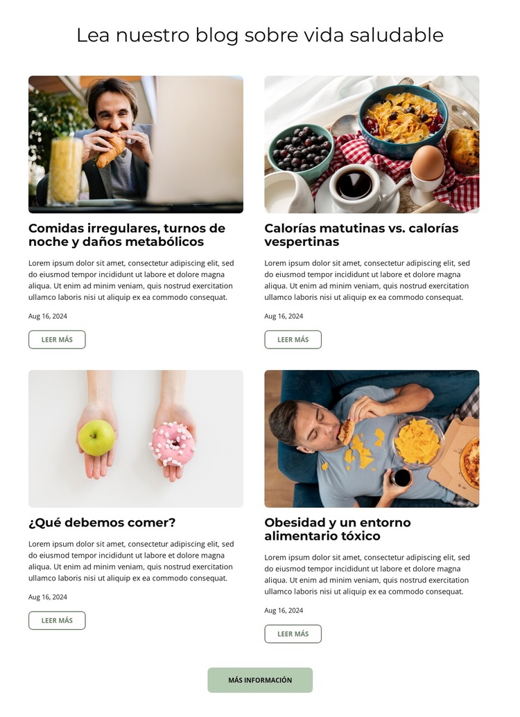 Blog sobre alimentación inteligente Tema de WordPress