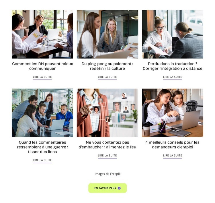 Journal des tendances RH Maquette de site Web