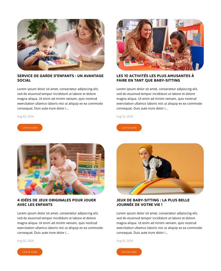 Les notes de la nounou Maquette de site Web