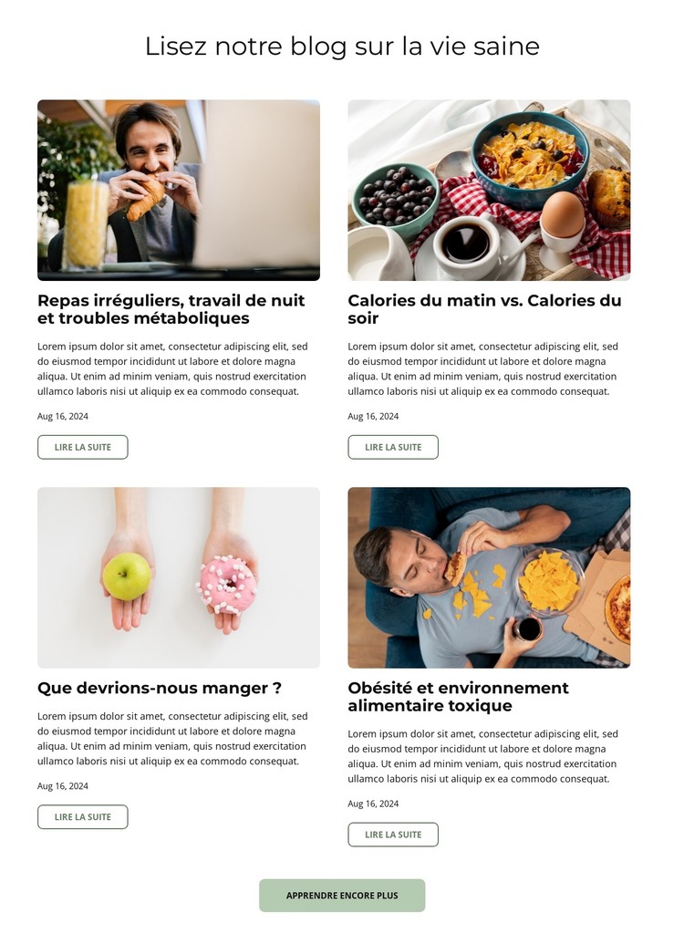 Blog Manger intelligemment Modèle HTML