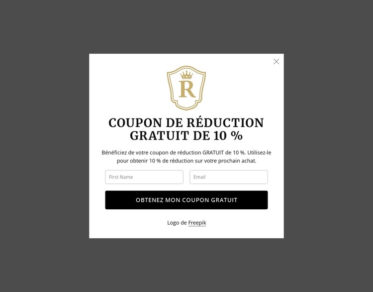 Coupon de réduction gratuit de 10 % Modèle HTML