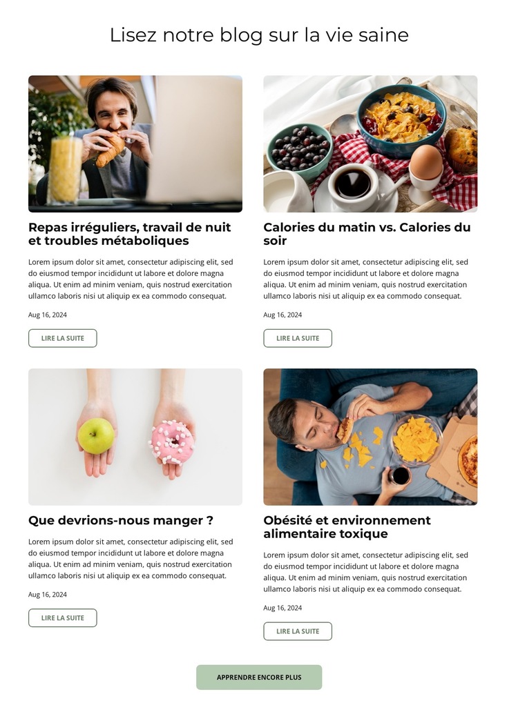 Blog Manger intelligemment Modèle de site Web