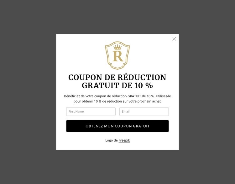 Coupon de réduction gratuit de 10 % Modèle d'une page