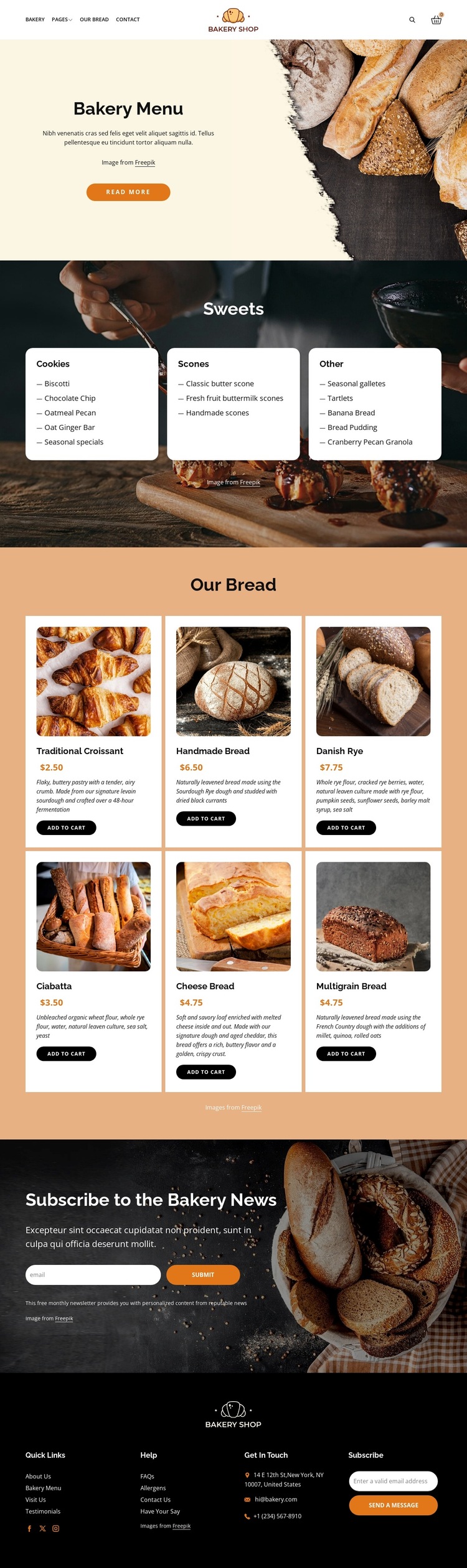 Bakery bread and sweets HTML5 Template