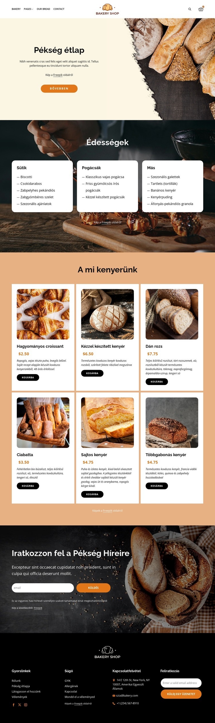 Pékség kenyér és édességek Sablon