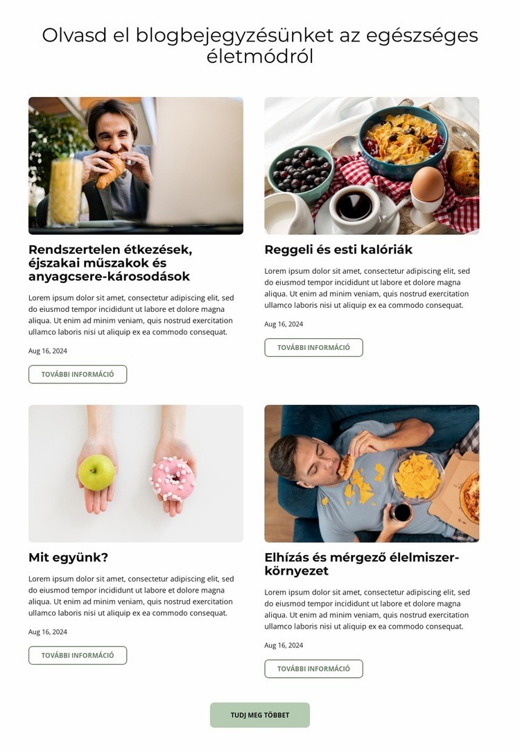 Egyél okosan blog Weboldal sablon