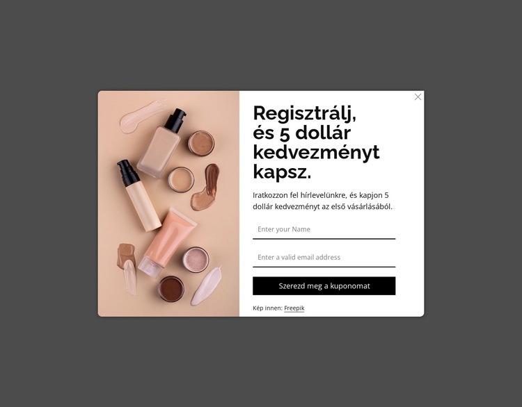 Kedvezményes felugró ablak Weboldal sablon