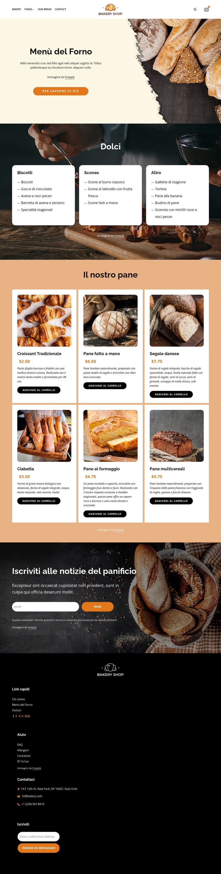 Pane e dolci da forno Modello CSS