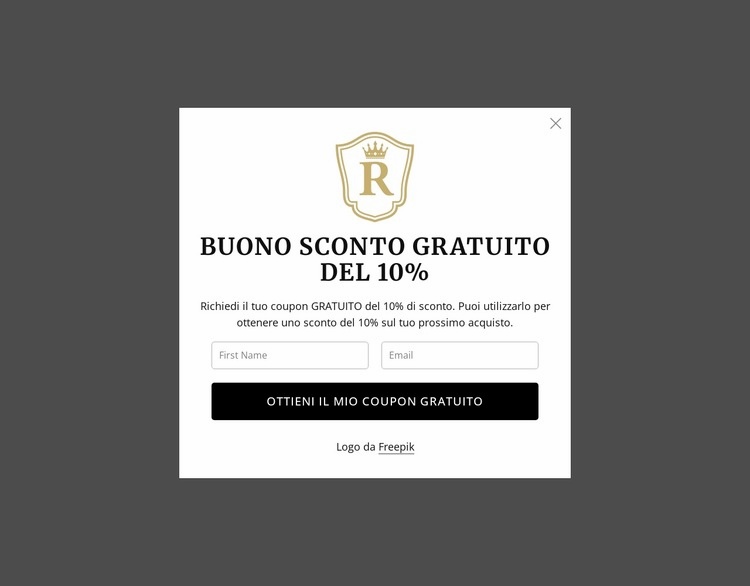 Buono sconto gratuito del 10% Modello HTML5
