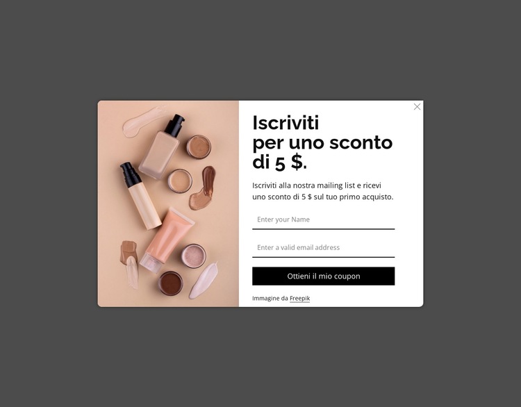Popup di sconto Modello di sito Web