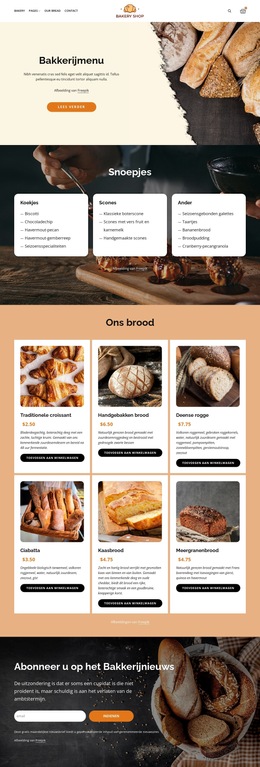 Bakkerijbrood en zoetigheden Website sjablonen