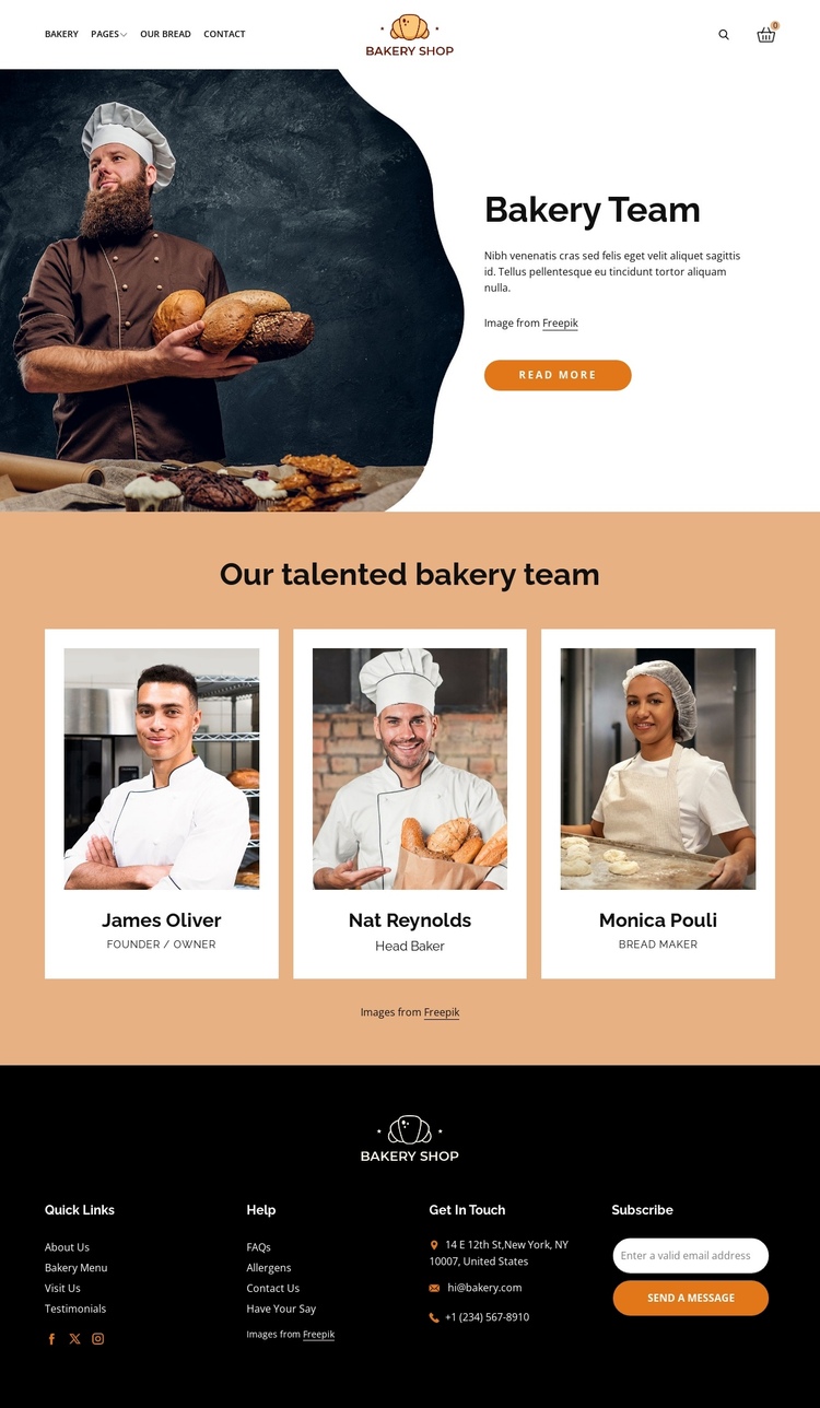 Flour and soul team One Page Template