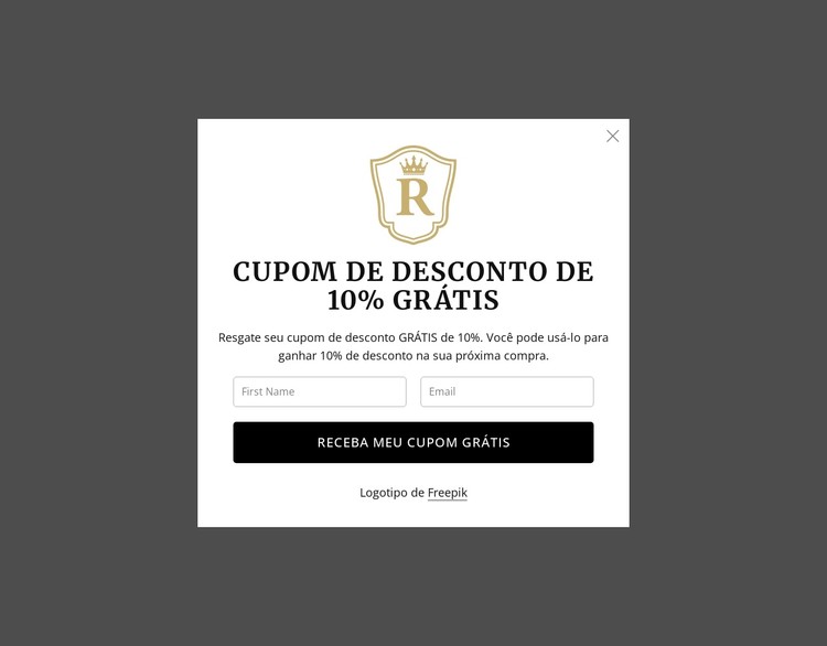 Cupom de desconto de 10% grátis Template CSS