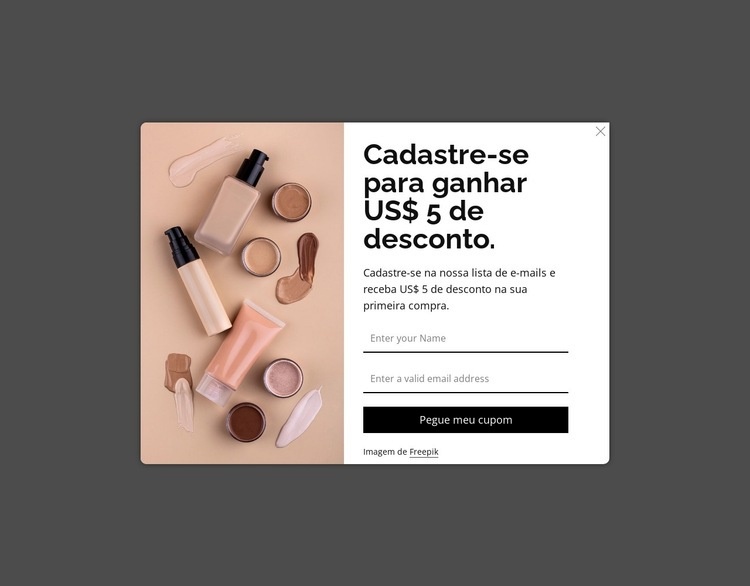 Pop-up de desconto Modelo
