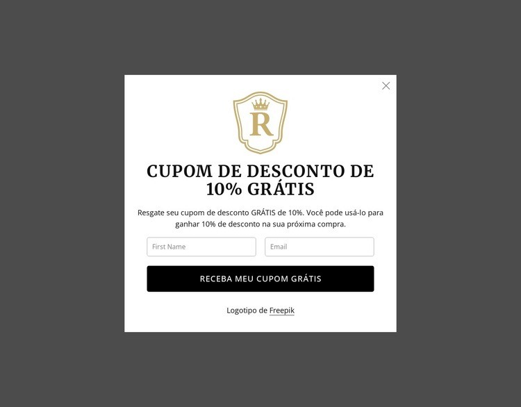 Cupom de desconto de 10% grátis Landing Page