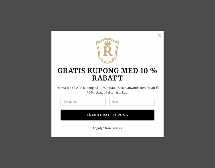 Gratis kupong med 10 % rabatt Webbplats mall