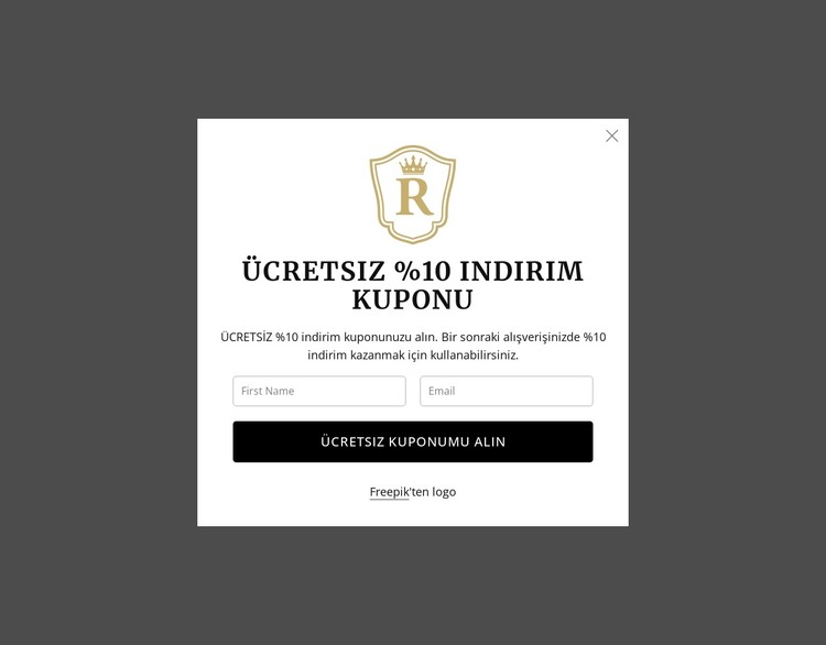 Ücretsiz %10 indirim kuponu HTML Şablonu