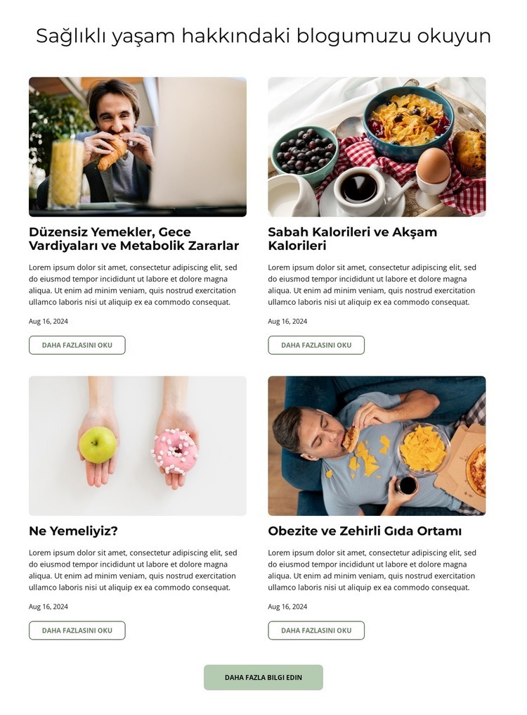 Akıllıca beslen blogu Bir Sayfa Şablonu