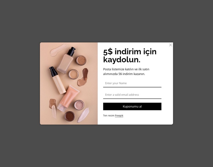 İndirim açılır penceresi Web Sitesi Şablonu