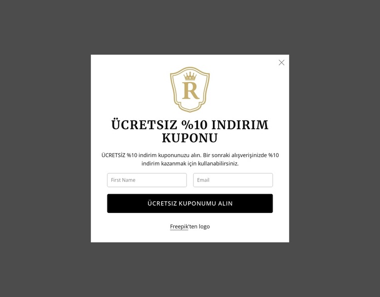 Ücretsiz %10 indirim kuponu Web Sitesi Şablonu