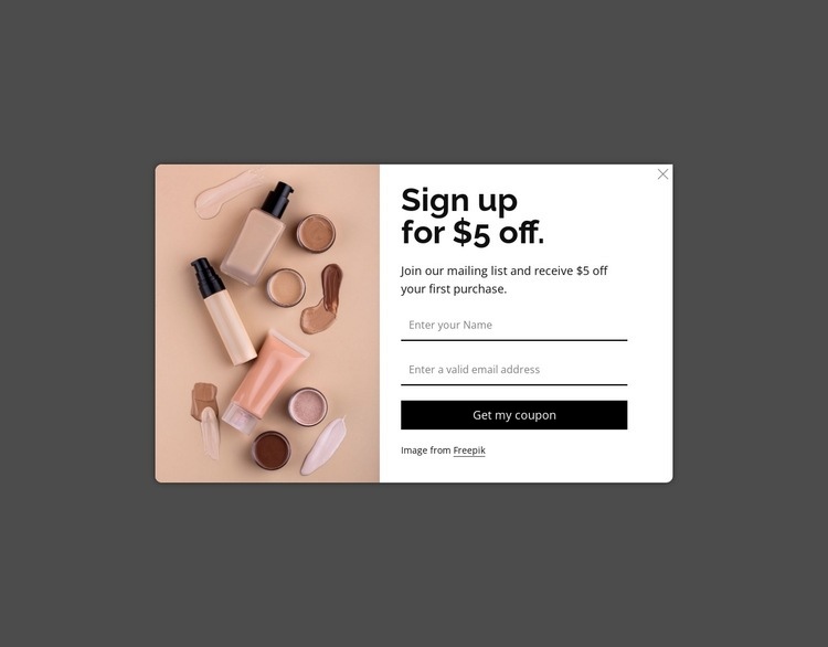 Discount popup Web Page Design