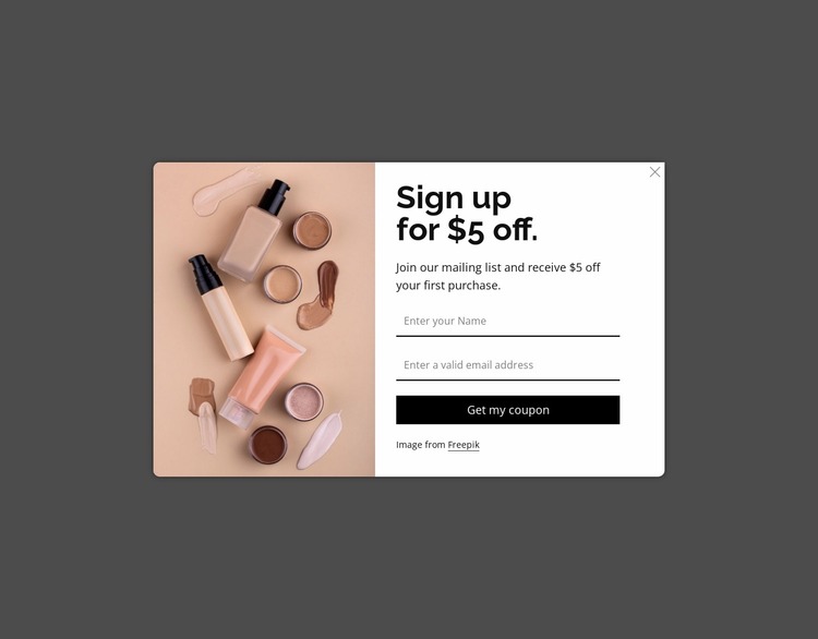 Discount popup Website Mockup