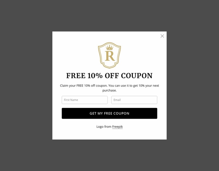 Free 10% off coupon Website Mockup
