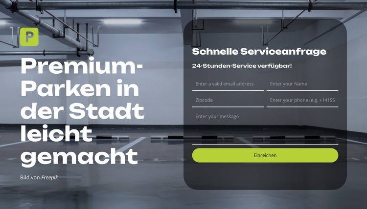 Intelligentes Parken leicht gemacht Landing Page
