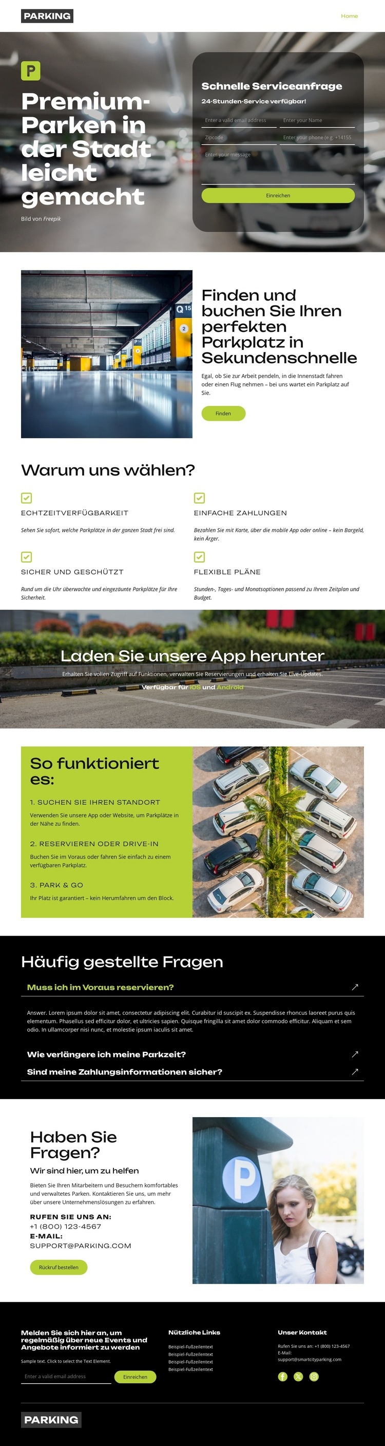 Finden Sie einen Parkplatz in Ihrer Nähe Landing Page