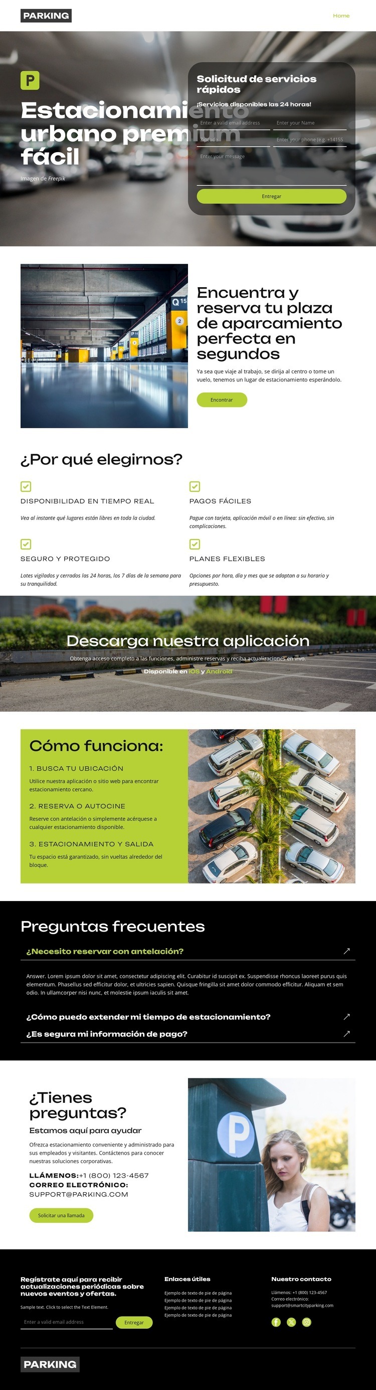 Encuentra estacionamiento cerca de ti Plantilla de una página