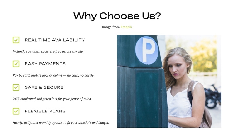 Easy Pay, Easy Park One Page Template