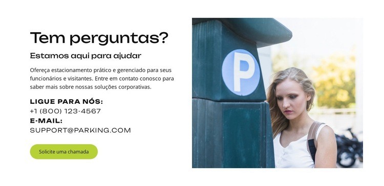 Estacionamento seguro. Sem estresse. Design do site