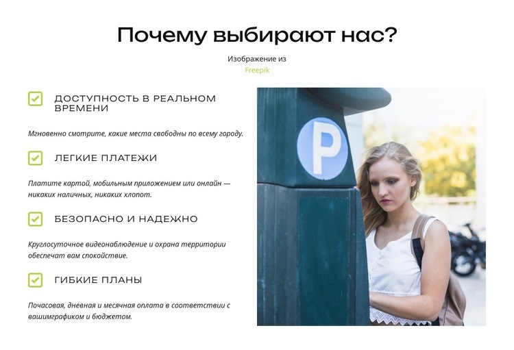 Легкая оплата, легкая парковка Мокап веб-сайта