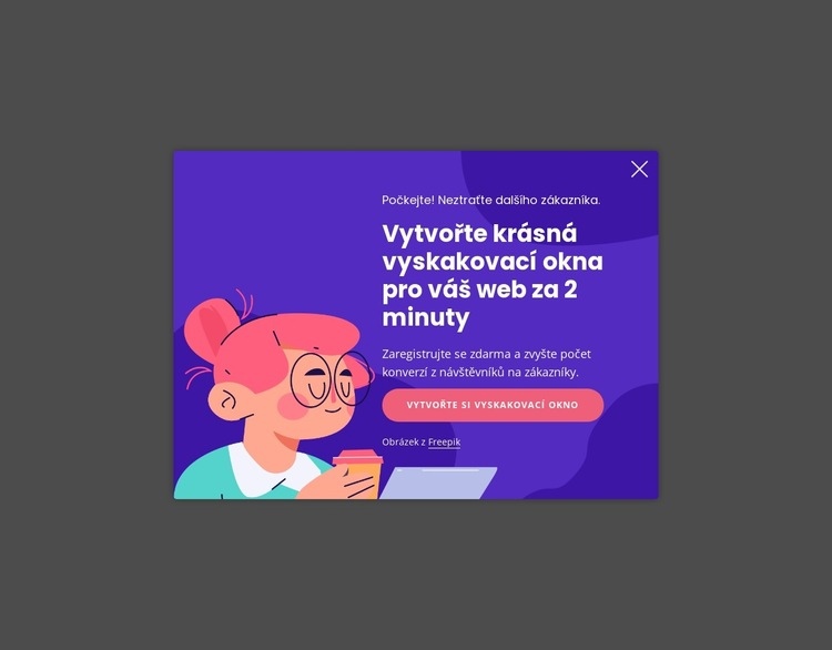 Vyskakovací okno s kreativou Šablona
