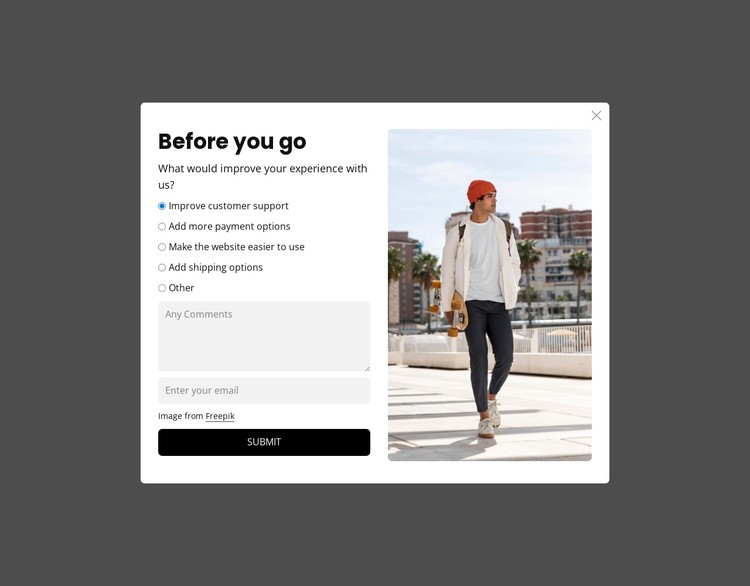 Exit-intent survey CSS Template