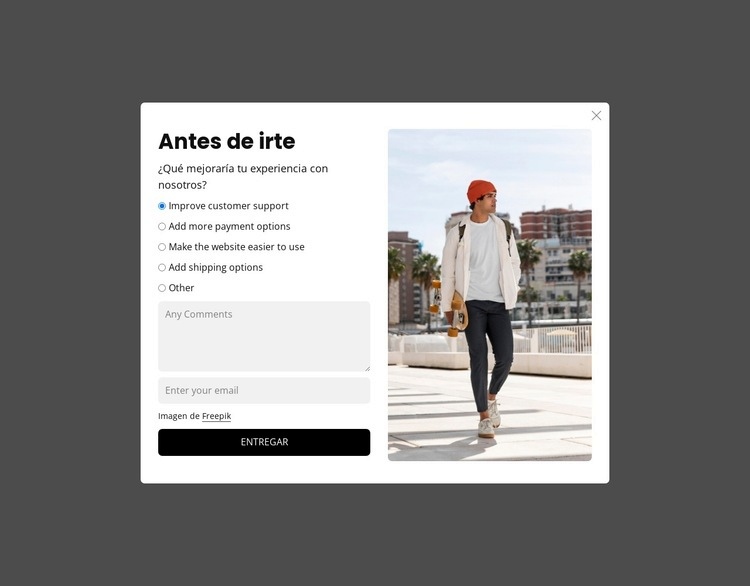Encuesta de intención de salida Maqueta de sitio web