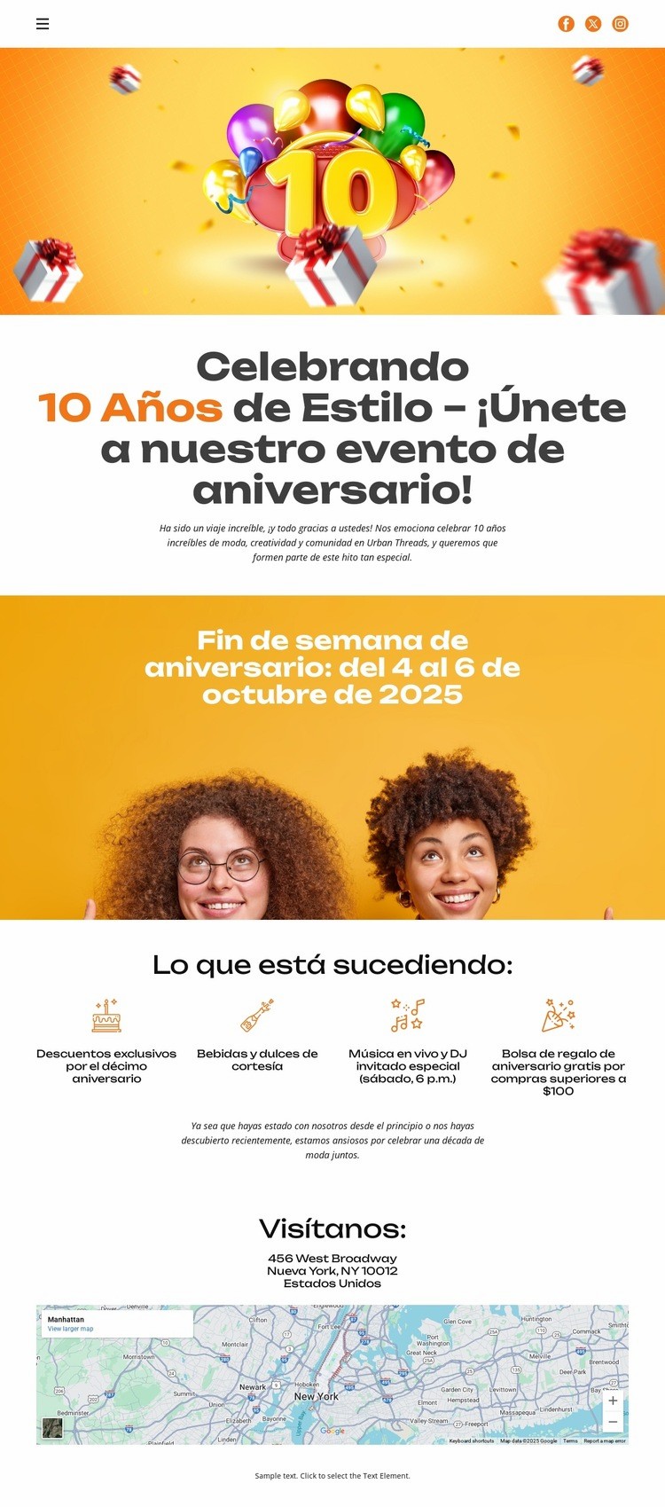 10 años de estilo Página de destino