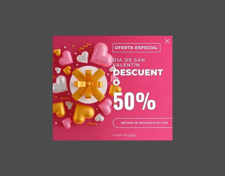 Ventana emergente con código de cupón Plantilla HTML