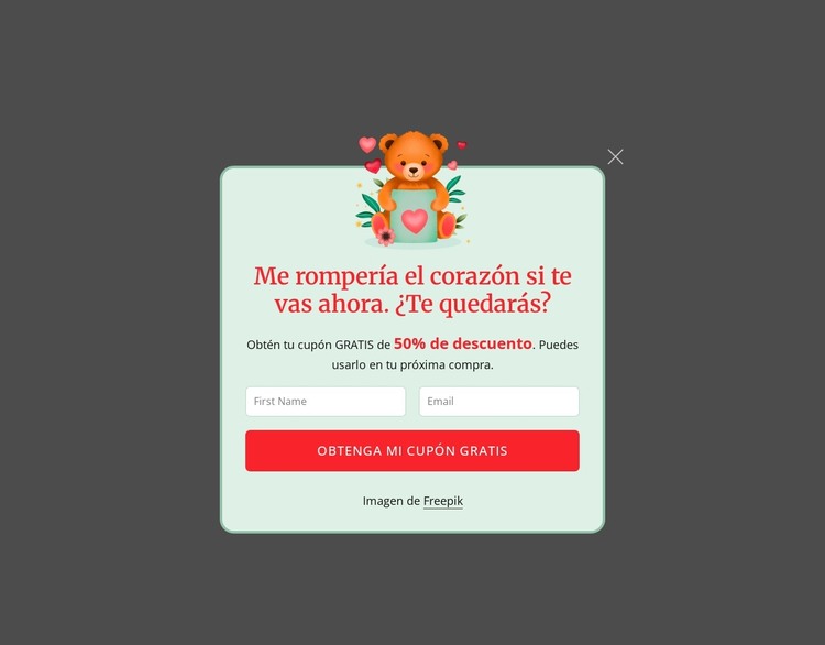 Ventana emergente de suscripción Plantilla HTML