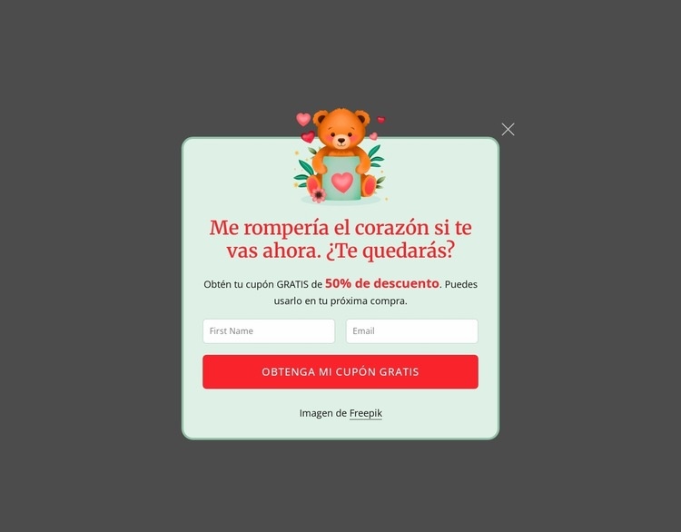 Ventana emergente de suscripción Plantilla de una página