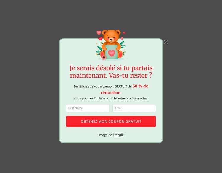 Fenêtre contextuelle d'abonnement Modèle HTML