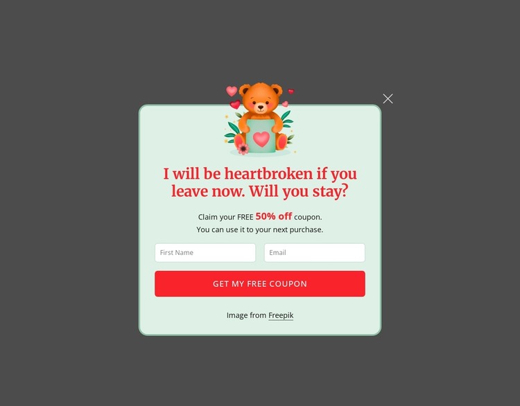 Subscription popup HTML Template