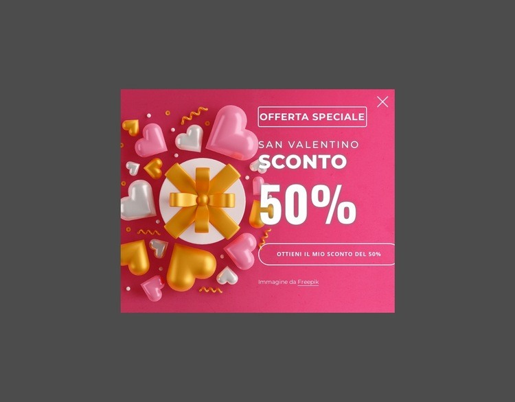 Popup del codice coupon Modello