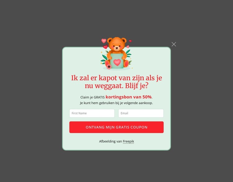 Pop-up voor abonnement HTML-sjabloon