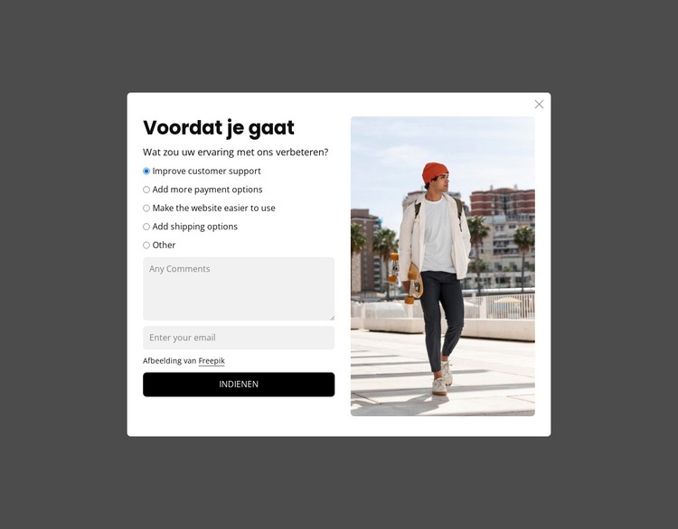 Enquête naar exit-intentie HTML-sjabloon