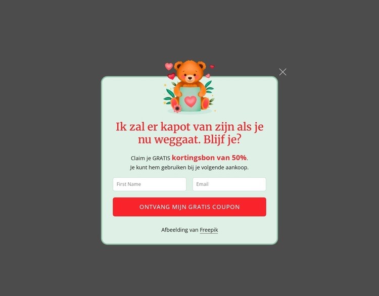 Pop-up voor abonnement Sjabloon