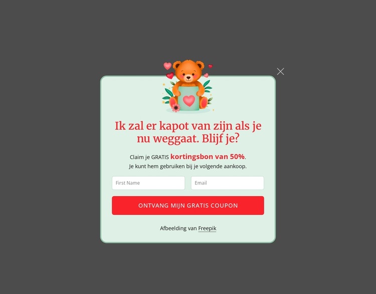 Pop-up voor abonnement Website sjabloon