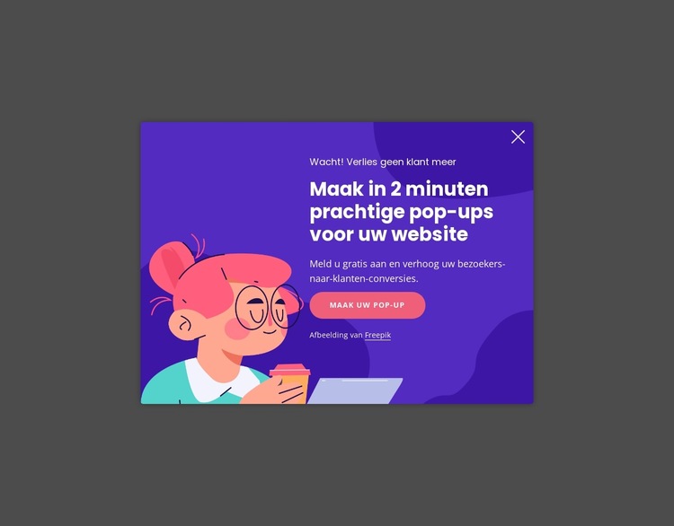 Creatieve pop-up Website sjabloon